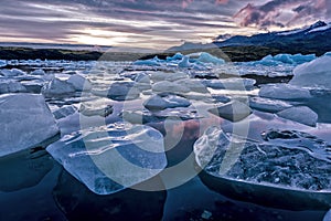 Icebergs floating in Jokulsarlon glacial lagoon