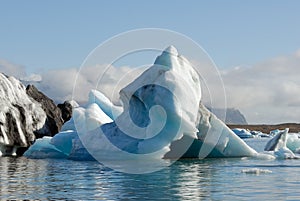 Icebergs floating in Jokulsarlon glacier lake, Iceland