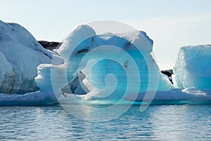 Icebergs floating in Jokulsarlon glacier lake, Iceland