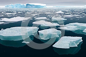 Icebergs Floating in the Ocean
