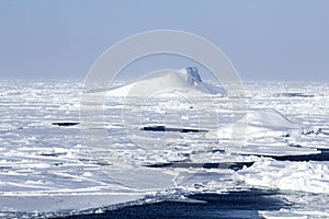 Icebergs and frozen ocean