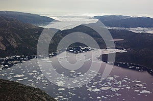 Icebergs of Greenland from the air