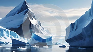 Icebergs, ice mountains background, tv art, wall art global warming for save the earth