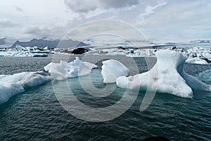 Icebergs in Icelands Joekulsarlon Bay photo