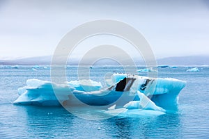 Icebergs in Jokulsarlon glacial lagoon