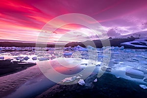 Icebergs in Jokulsarlon glacial lagoon