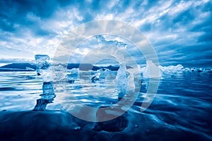 Icebergs in Jokulsarlon glacial lagoon in Iceland