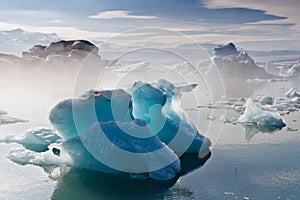 Icebergs in Jokulsarlon glacial lagoon, Iceland