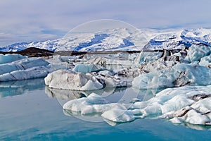 Icebergs in Jokulsarlon glacial lagoon, Iceland