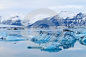 Icebergs in Jokulsarlon glacial lagoon, Iceland