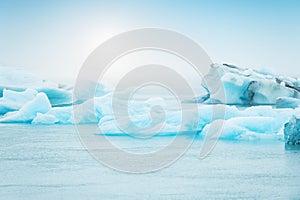 Icebergs in Jokulsarlon glacial lagoon in Iceland