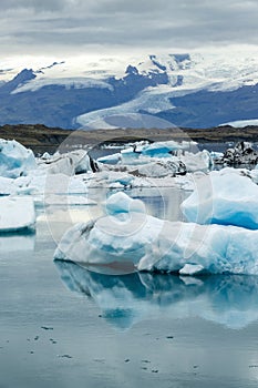 Icebergs in Jokulsarlon glacier lagoon, arctic landscape Iceland