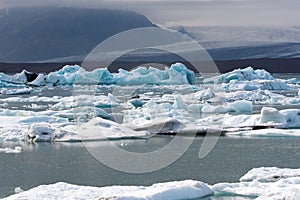 Icebergs at Jokulsarlon glacier lagoon, south of Iceland