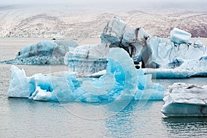 Icebergs in the Jokulsarlon`s lake, Iceland