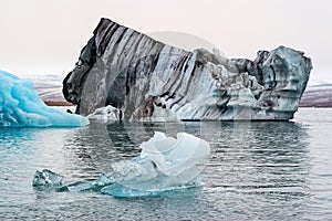 Icebergs in the Jokulsarlon`s lake, Iceland