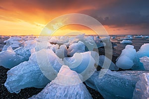 Jokulsarlon during sunrise, Iceland