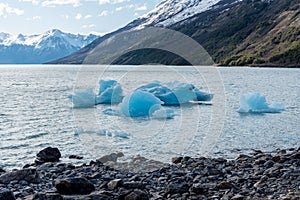 Icebergs on Lago Argentino in Argentina