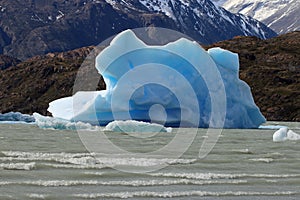 Icebergs in Lake Grey. Torres del Paine National Park. Patagonia. Chile