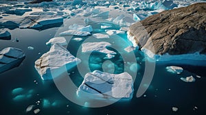 Icebergs from a melting glacier may be seen near the Greenlandic town of Ilulissat. Generative AI