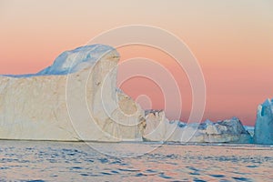 Icebergs in the midnight sun, Ilulissat, Greenland