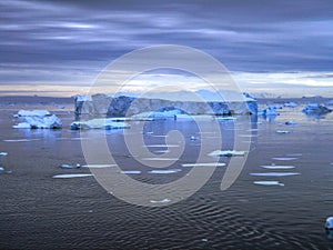 Icebergs off the coast of the Antarctic peninsula