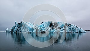 Icebergs in the rain, Jokulsarlon Lake, Southern Iceland