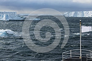 Icebergs seen from a vessel