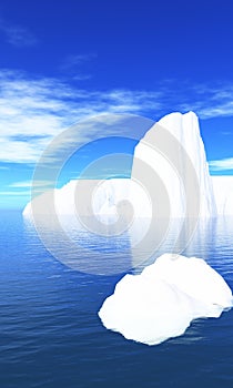 Icebergs in water and blue sky 02