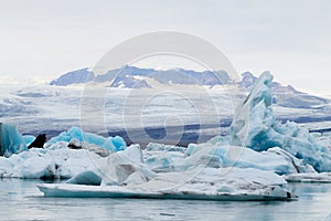 Icebergs on water, Jokulsarlon glacial lake, Iceland