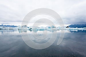 Icebergs on water, Jokulsarlon glacial lake, Iceland