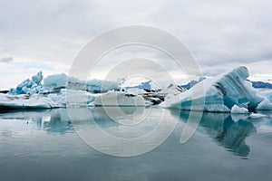 Icebergs on water, Jokulsarlon glacial lake, Iceland