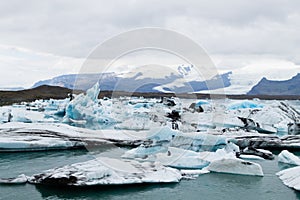 Icebergs on water, Jokulsarlon glacial lake, Iceland