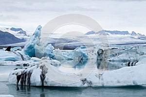 Icebergs on water, Jokulsarlon glacial lake, Iceland