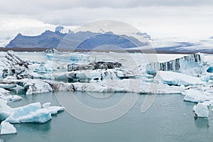 Icebergs on water, Jokulsarlon glacial lake, Iceland