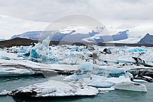 Icebergs on water, Jokulsarlon glacial lake, Iceland