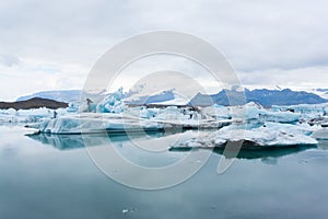 Icebergs on water, Jokulsarlon glacial lake, Iceland