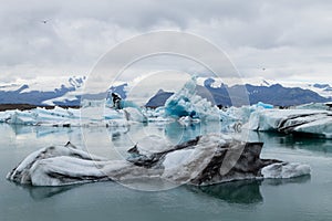 Icebergs on water, Jokulsarlon glacial lake, Iceland