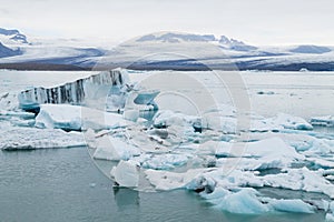 Icebergs on water, Jokulsarlon glacial lake, Iceland