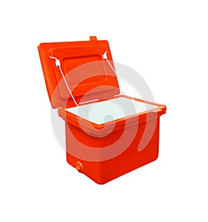 Icebox, Ice bucket orange plastic Isolated with clipping path, ice buck