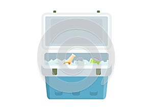 Icebox with soft drinks. Simple flat illustration