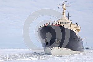 Icebreaker on the frozen sea