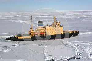 Icebreaker working in the pack Ice