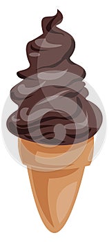 Icecream cone with with chocolate icecream vector illustration