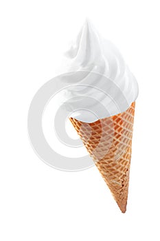 Icecream cone with twirled softserve photo