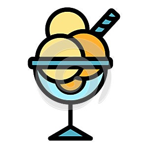 Icecream in a glass goblet icon color outline vector