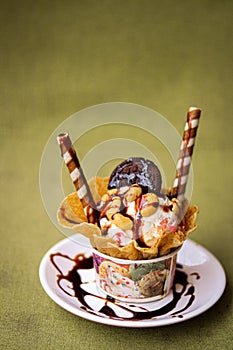 Icecream sundae in cup