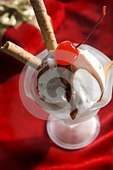 Icecream sundae with present