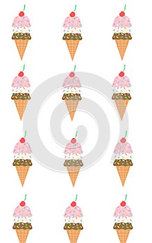 Icecreams illustrations on white background