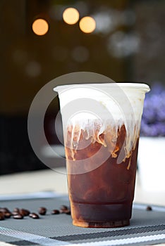 Iced americano topping with cream cheese