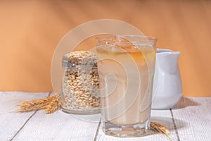 Iced barley orzo latte coffee